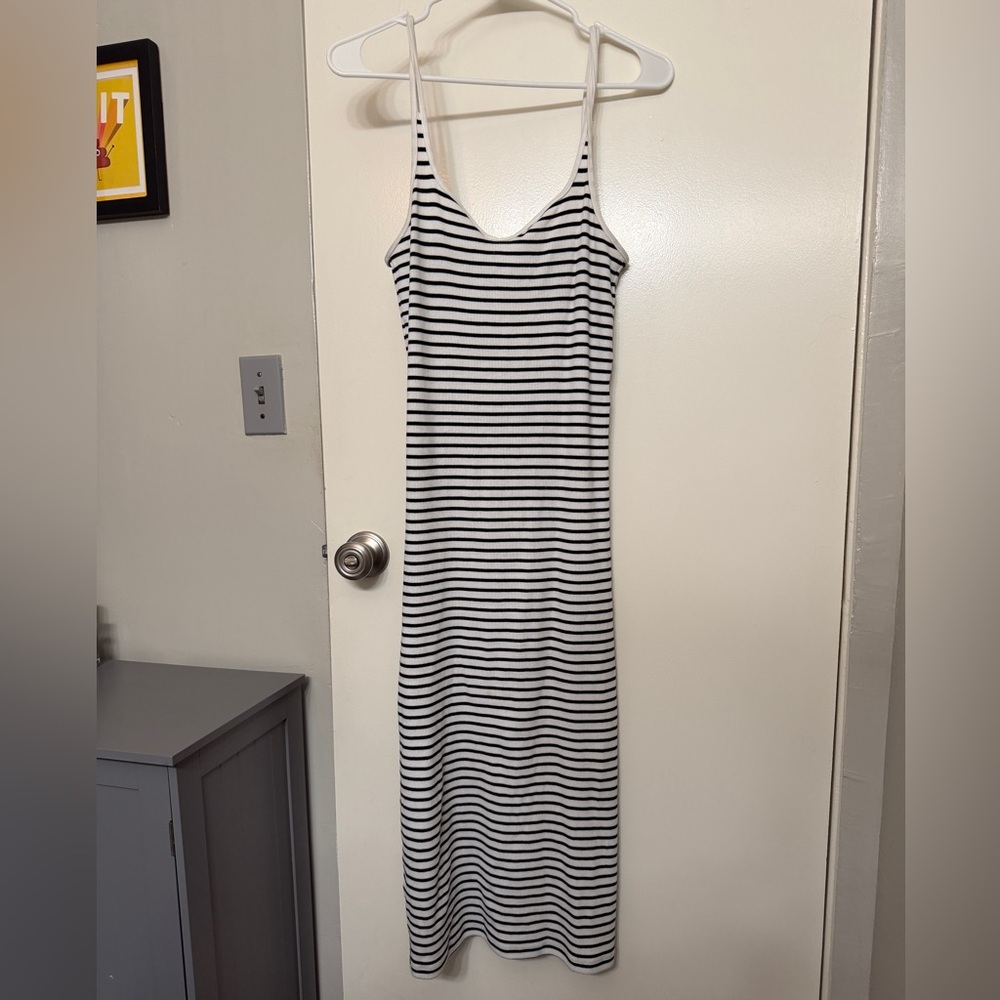 Noisy may Black and White Striped Maxi Dress